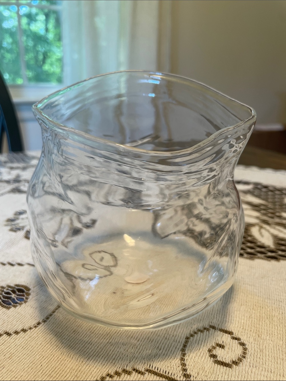 Genuine Fred Clear Glass Unzip Ripple-Textured Hand Blown Bud Bowl or Vase